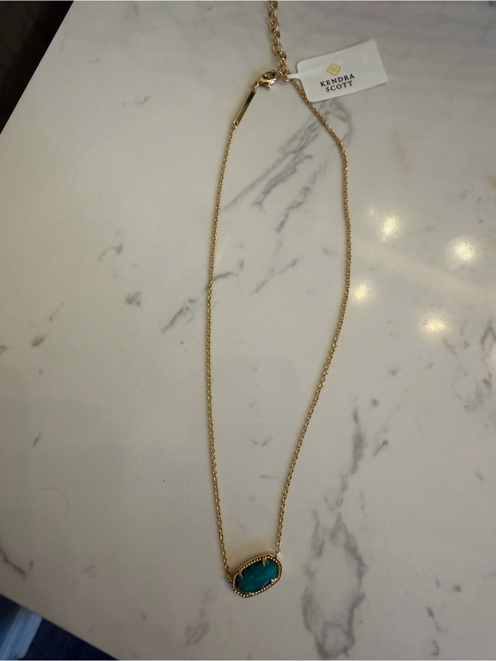 Kendra Scott Gold Necklace with Teal Stone